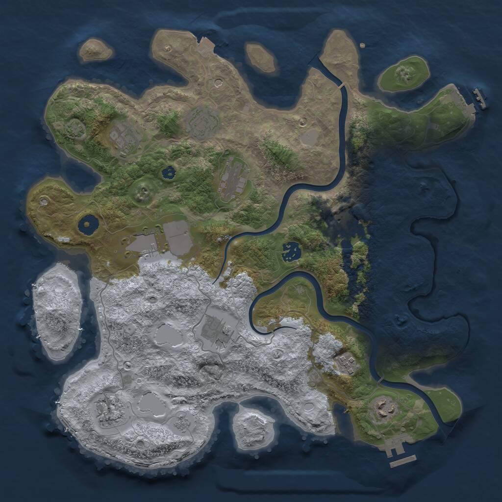 Rust Map: Procedural Map, Size: 3750, Seed: 1917529538, 16 Monuments