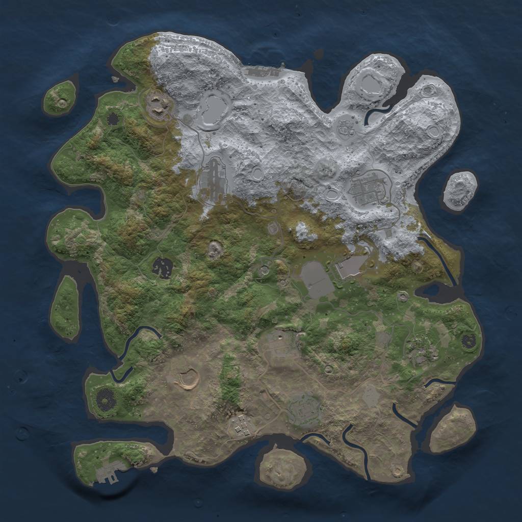 Rust Map: Procedural Map, Size: 3700, Seed: 1817023657, 19 Monuments