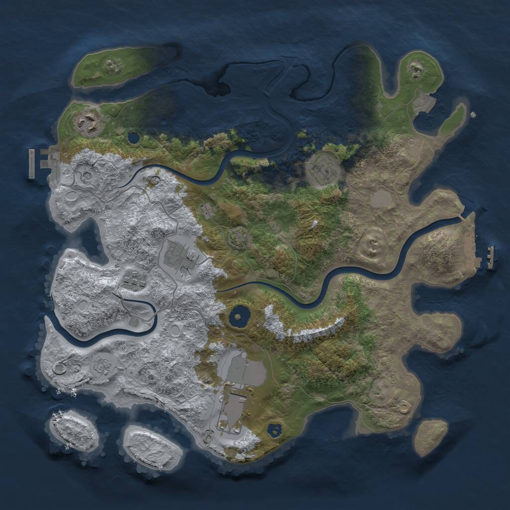 Rust Map: Procedural Map, Size: 3500, Seed: 1967535346, 11 Monuments