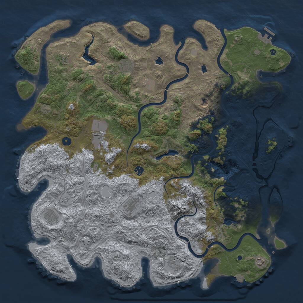 Rust Map: Procedural Map, Size: 5000, Seed: 5797, 17 Monuments