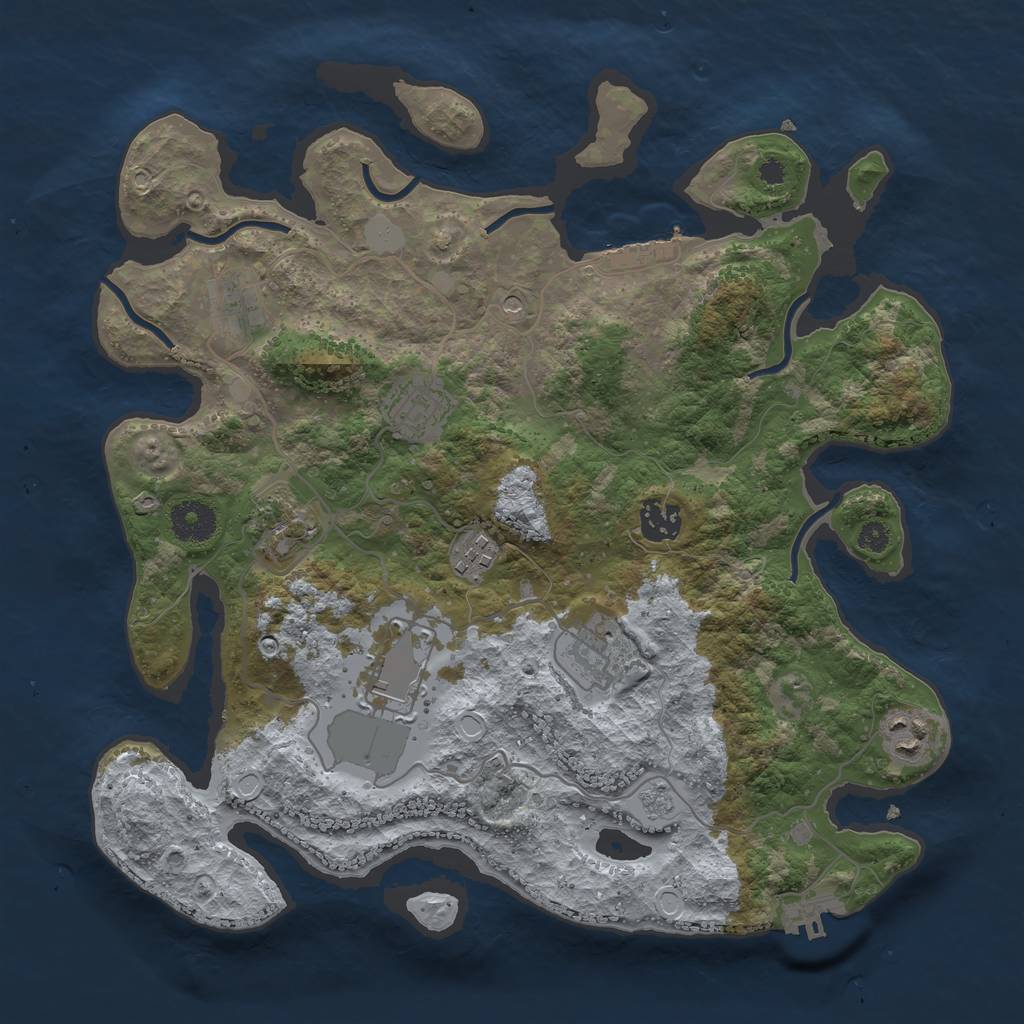 Rust Map: Procedural Map, Size: 3500, Seed: 1192023, 17 Monuments