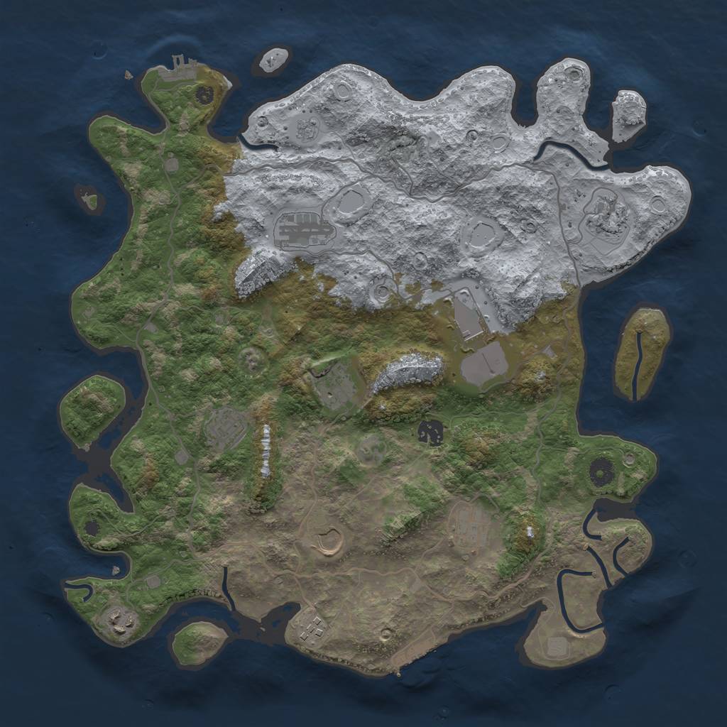 Rust Map: Procedural Map, Size: 4036, Seed: 13825, 19 Monuments