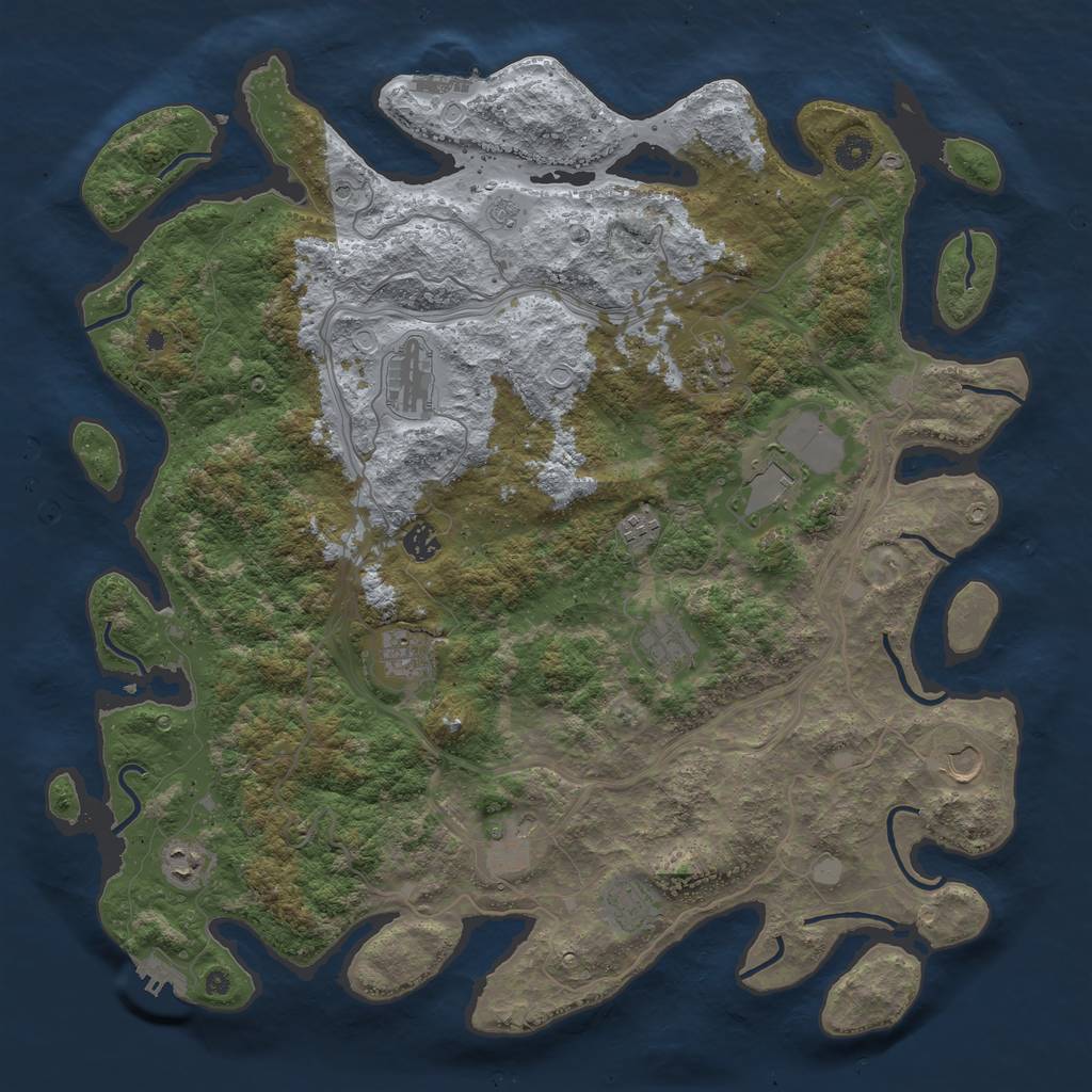 Rust Map: Procedural Map, Size: 4500, Seed: 1703850579, 18 Monuments