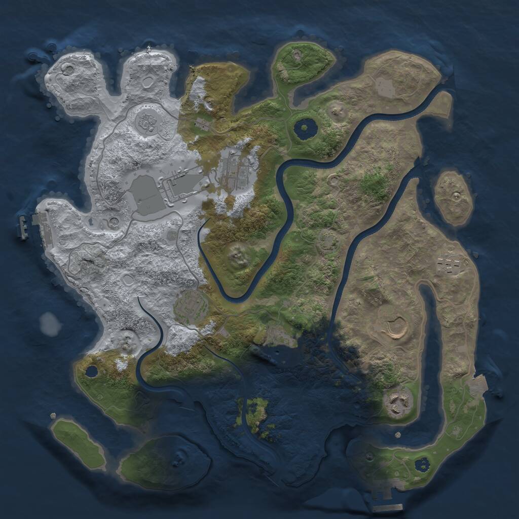 Rust Map: Procedural Map, Size: 3500, Seed: 575778905, 13 Monuments