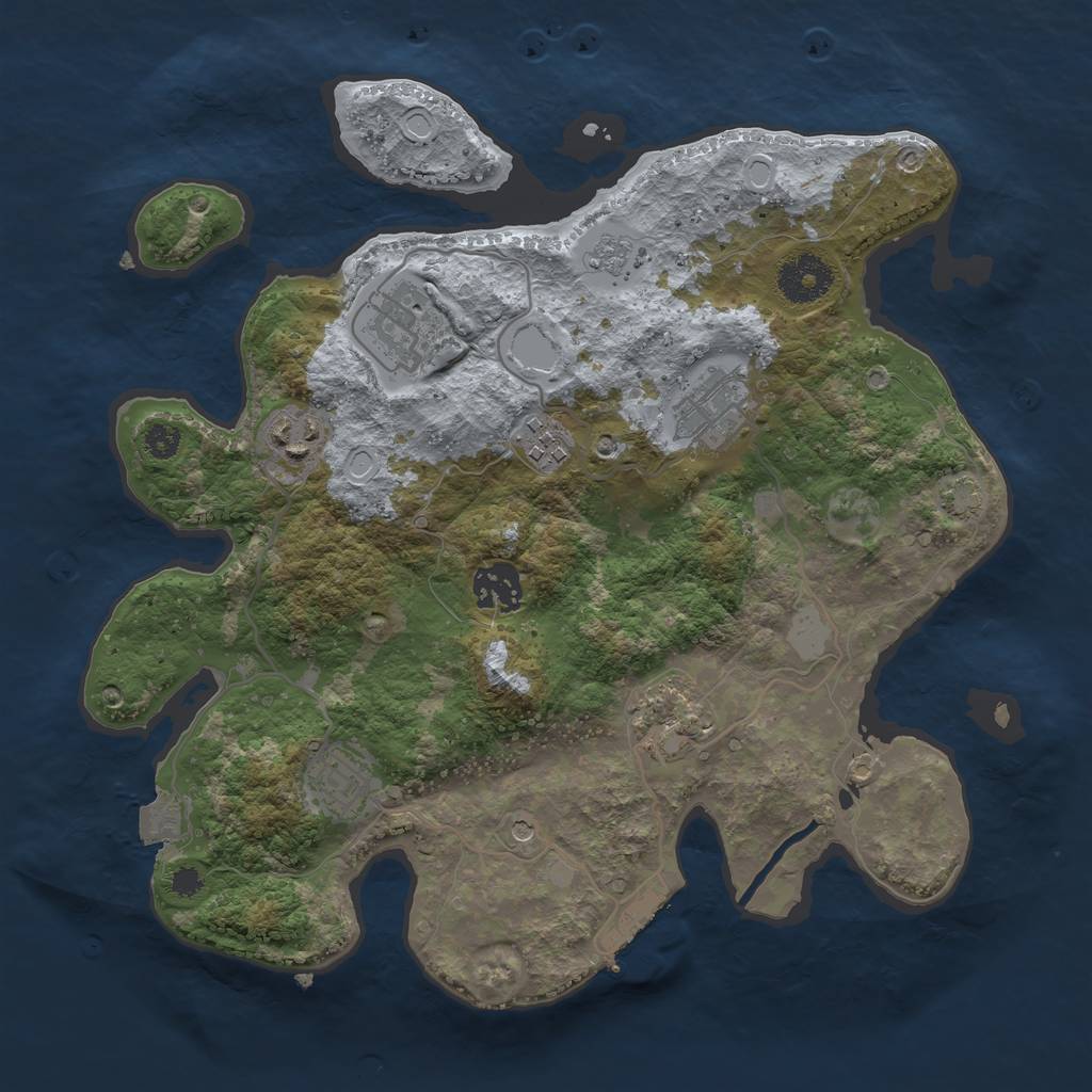 Rust Map: Procedural Map, Size: 3200, Seed: 1077888526, 14 Monuments