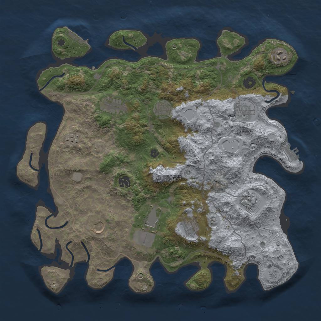 Rust Map: Procedural Map, Size: 4000, Seed: 93765814, 19 Monuments