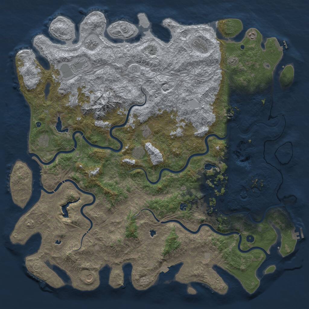 Rust Map: Procedural Map, Size: 6000, Seed: 174310338, 17 Monuments