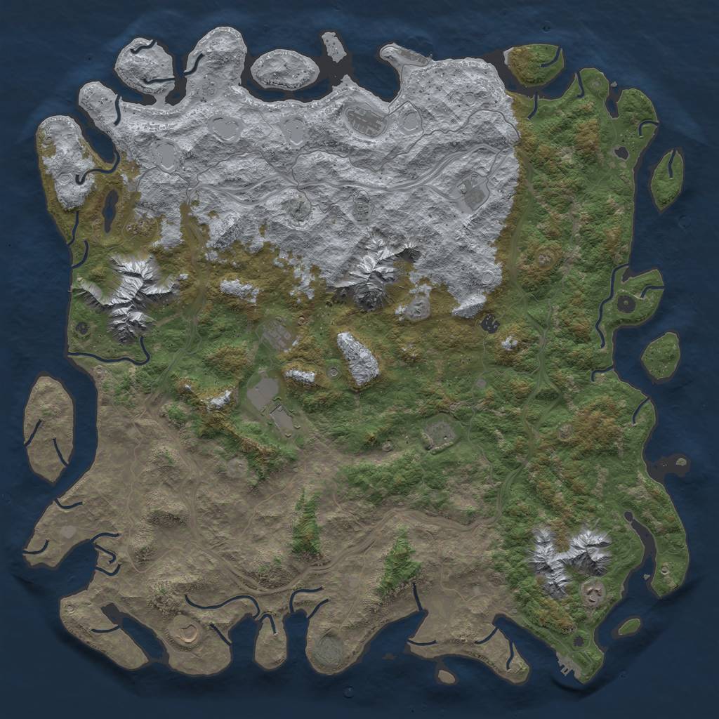 Rust Map: Procedural Map, Size: 6000, Seed: 174310338, 20 Monuments