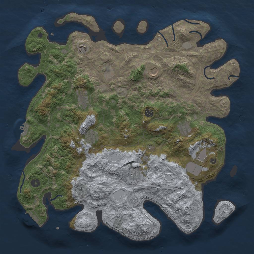 Rust Map: Procedural Map, Size: 4250, Seed: 830973885, 19 Monuments