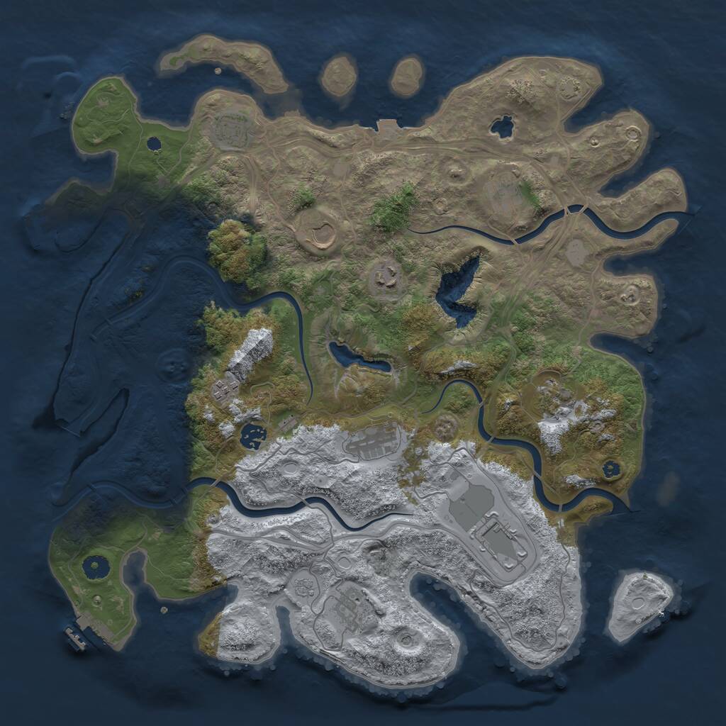 Rust Map: Procedural Map, Size: 4250, Seed: 830973885, 16 Monuments
