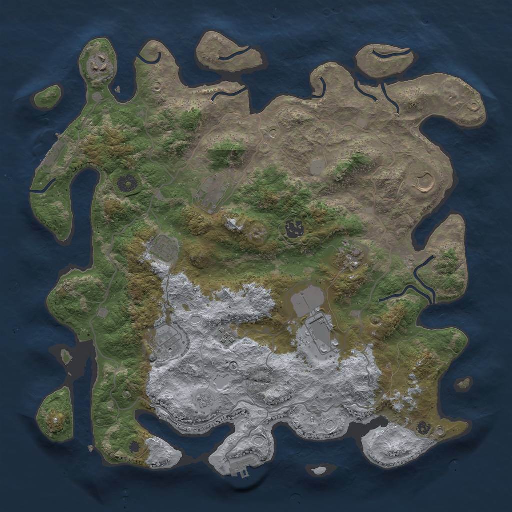 Rust Map: Procedural Map, Size: 4000, Seed: 728871678, 18 Monuments