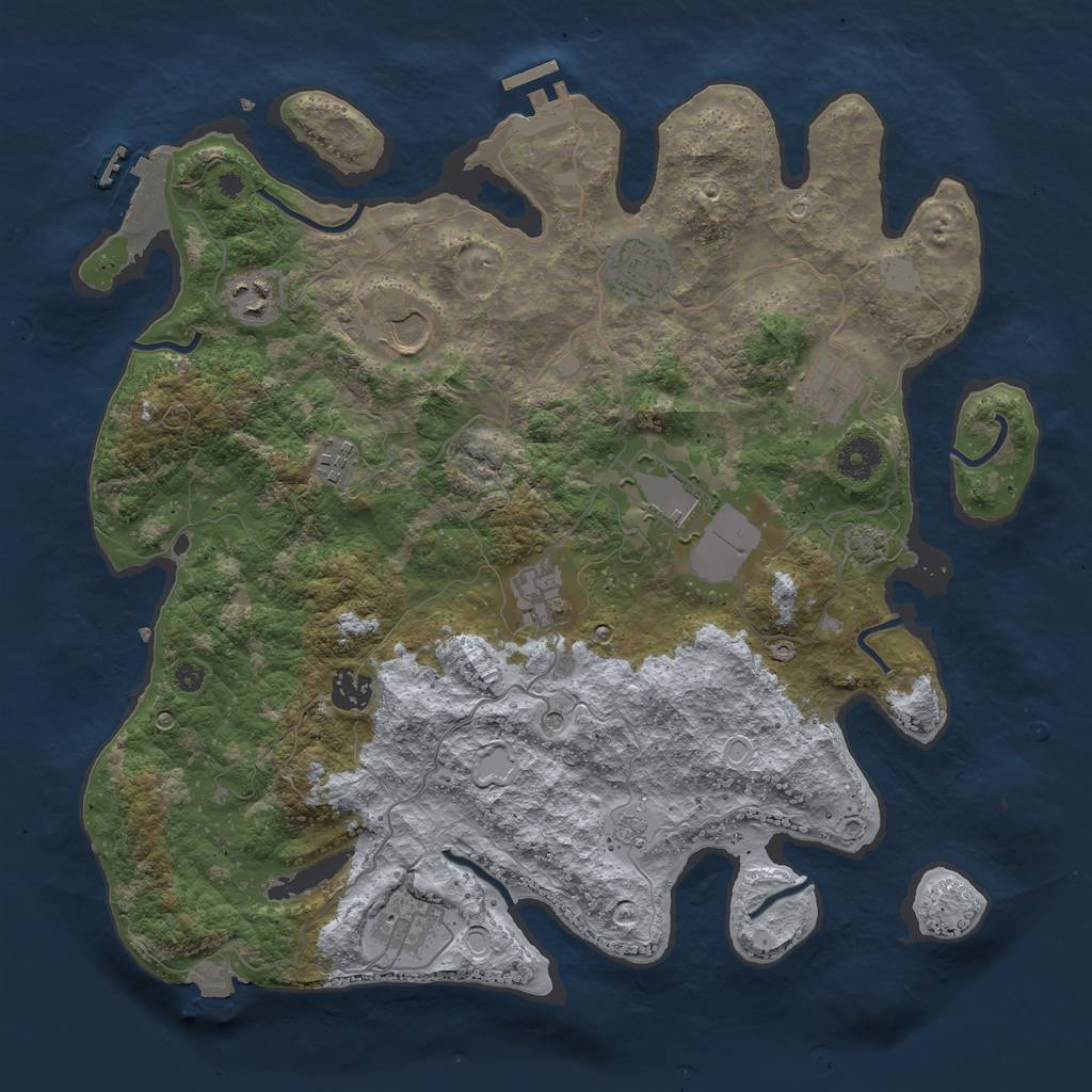Rust Map: Procedural Map, Size: 3800, Seed: 20389386, 17 Monuments