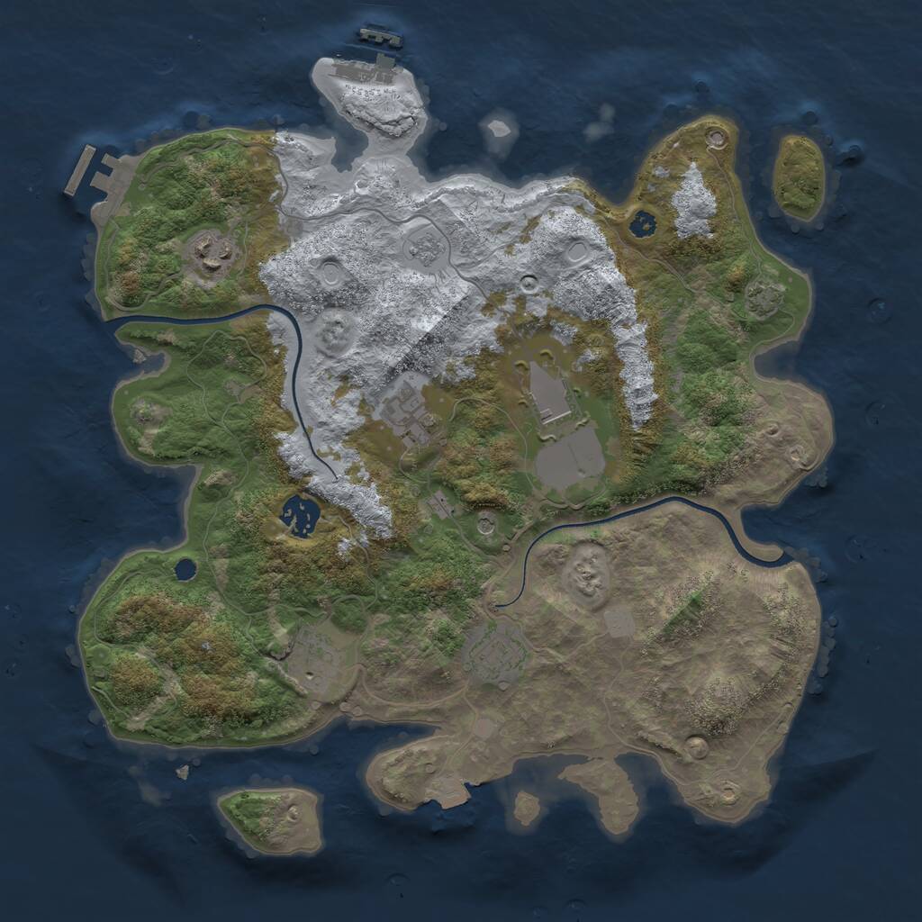 Rust Map: Procedural Map, Size: 3500, Seed: 913002888, 12 Monuments