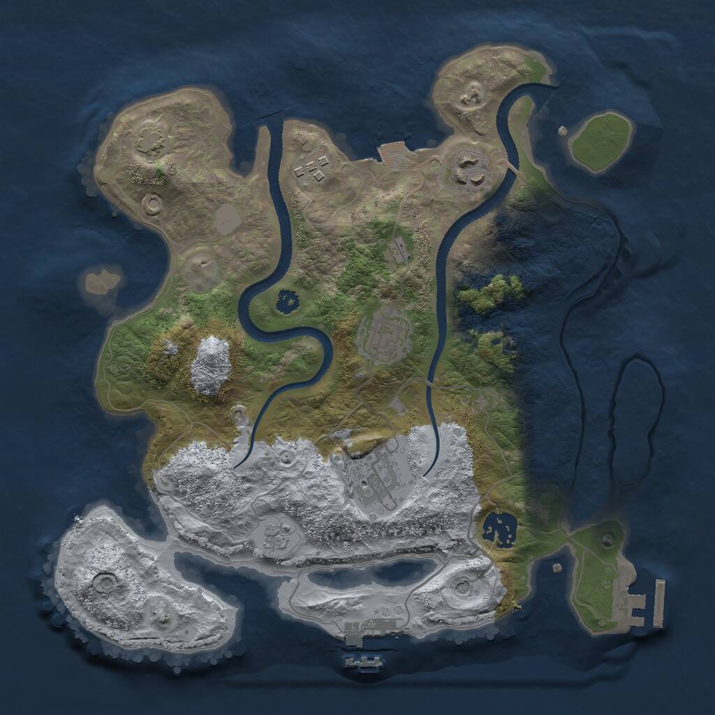 Rust Map: Procedural Map, Size: 3000, Seed: 974391233, 11 Monuments
