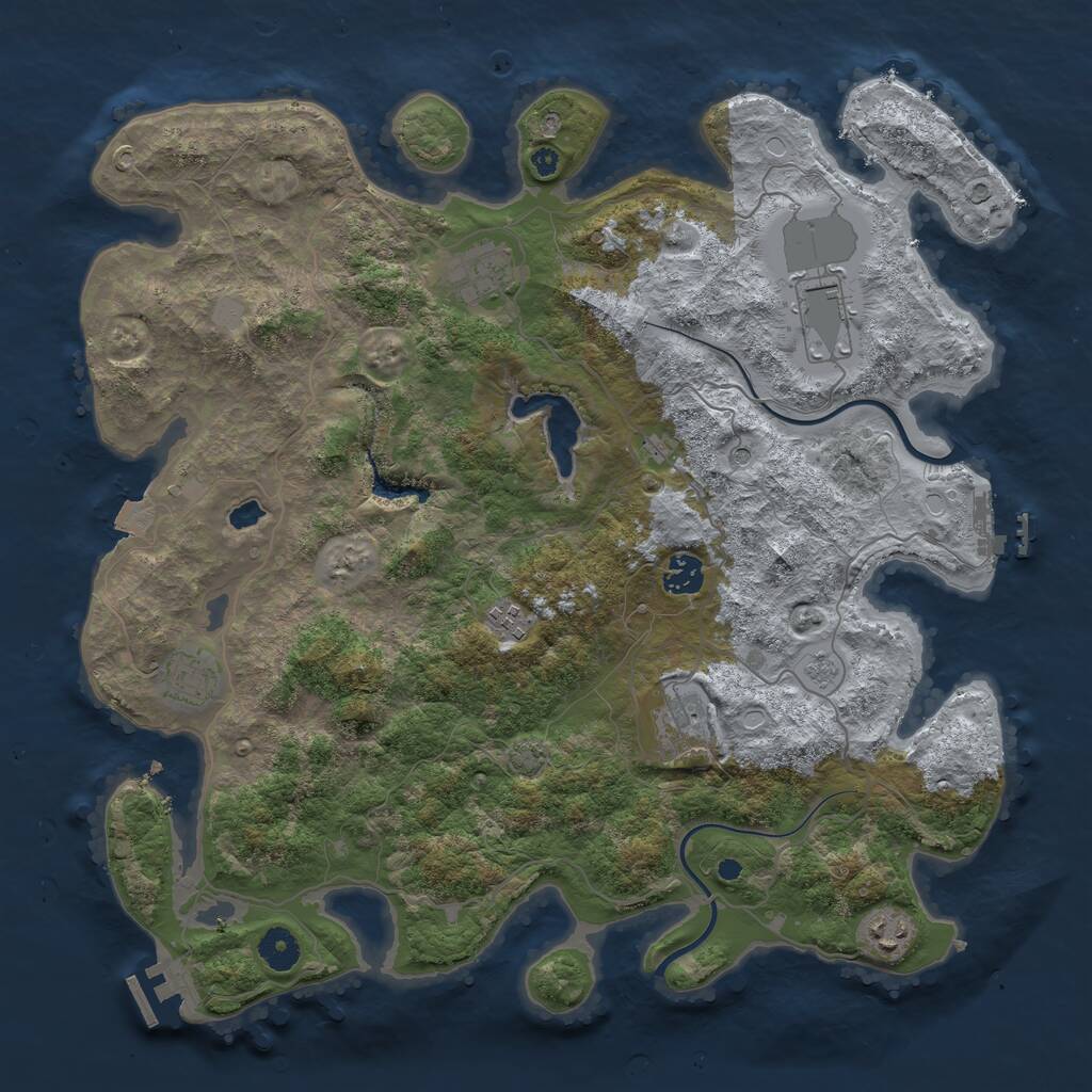 Rust Map: Procedural Map, Size: 4000, Seed: 86318, 13 Monuments