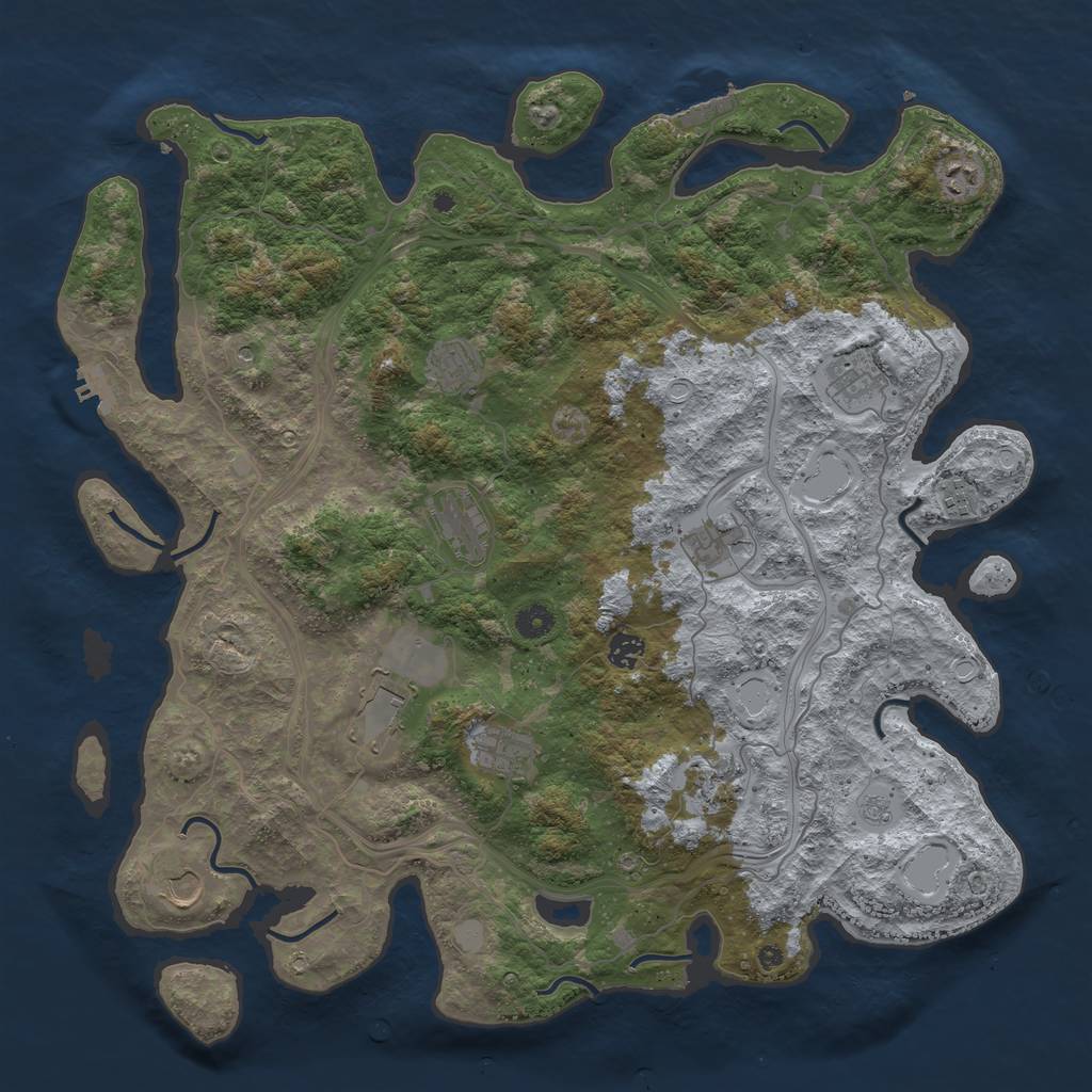 Rust Map: Procedural Map, Size: 4500, Seed: 88075661, 20 Monuments