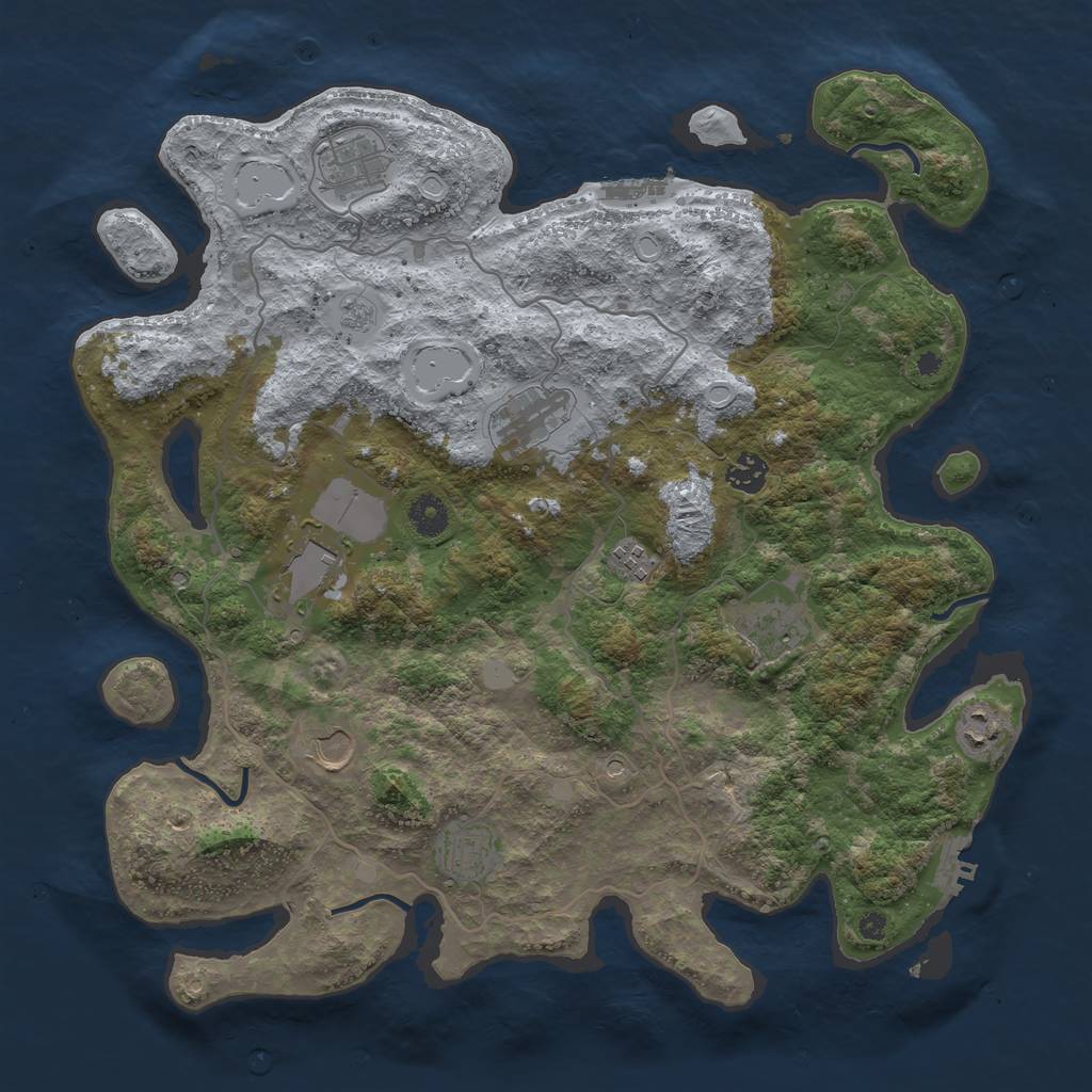 Rust Map: Procedural Map, Size: 4000, Seed: 180, 18 Monuments