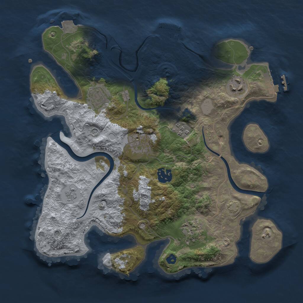 Rust Map: Procedural Map, Size: 3000, Seed: 616837760, 12 Monuments