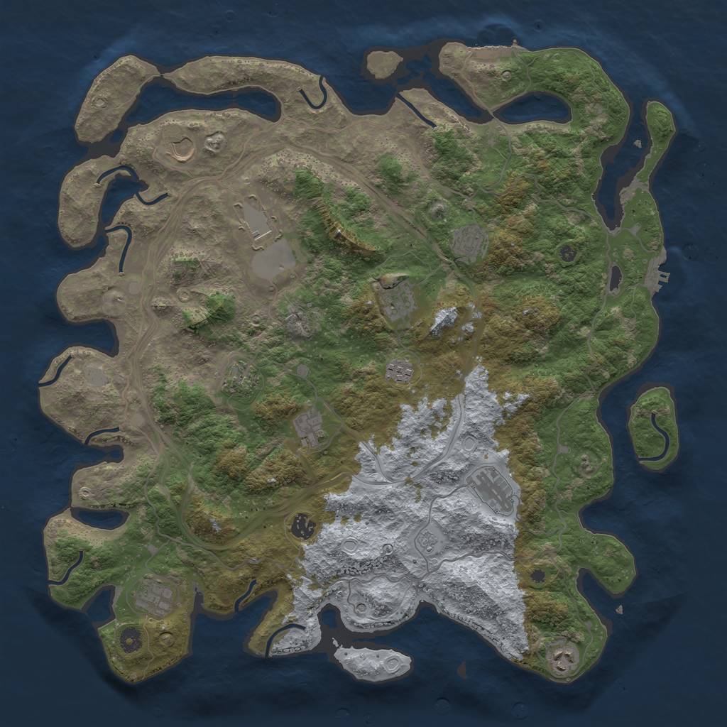 Rust Map: Procedural Map, Size: 4500, Seed: 1336925627, 20 Monuments