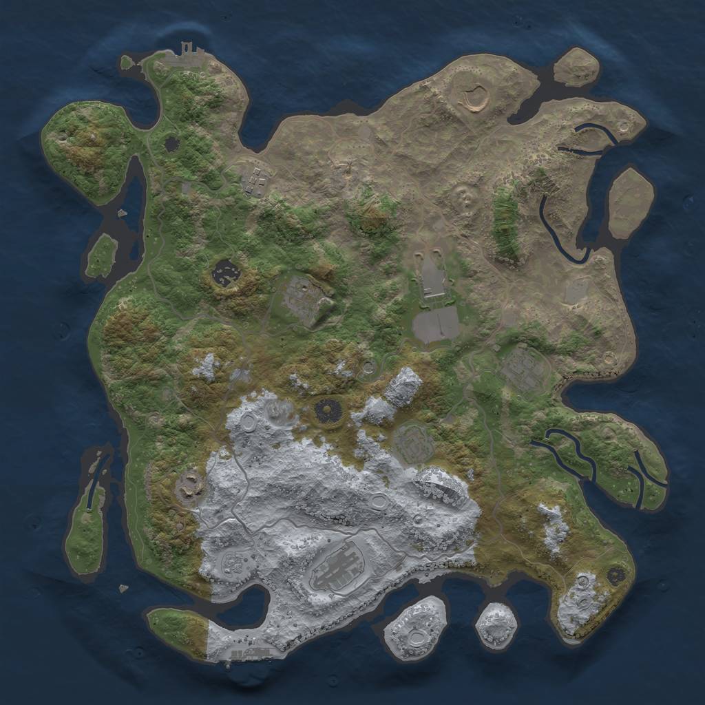 Rust Map: Procedural Map, Size: 4000, Seed: 1177562377, 16 Monuments