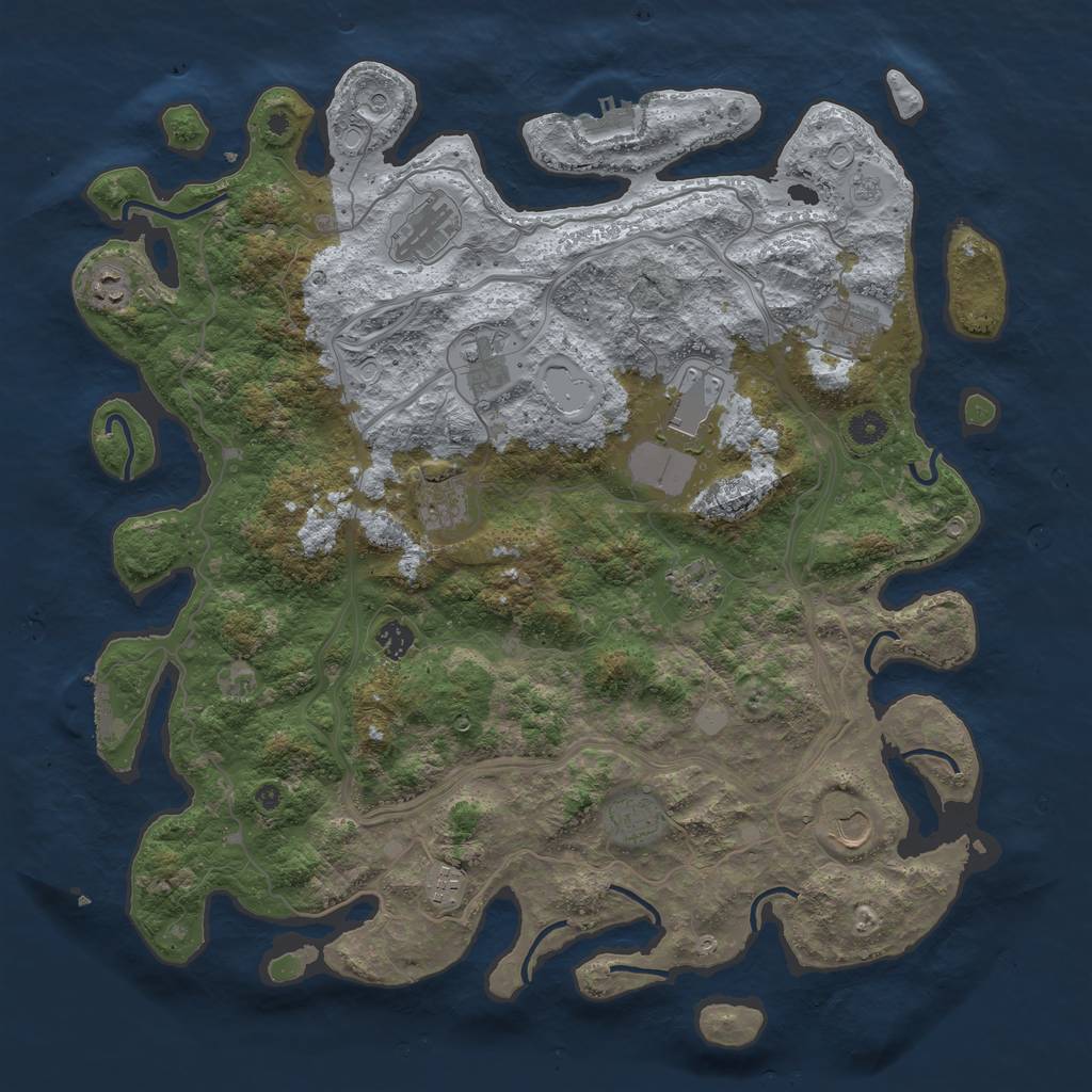 Rust Map: Procedural Map, Size: 4500, Seed: 76628376, 18 Monuments