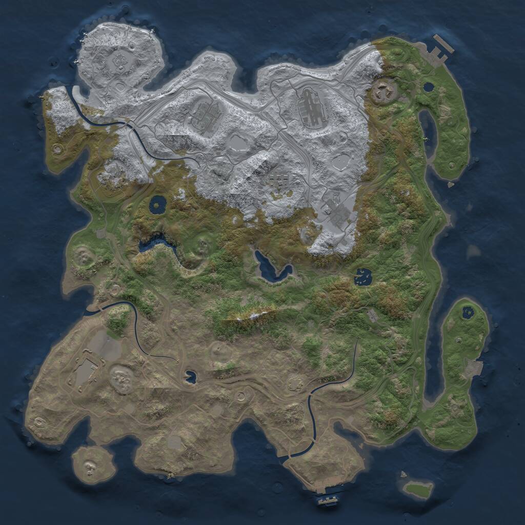 Rust Map: Procedural Map, Size: 4250, Seed: 1184946401, 14 Monuments