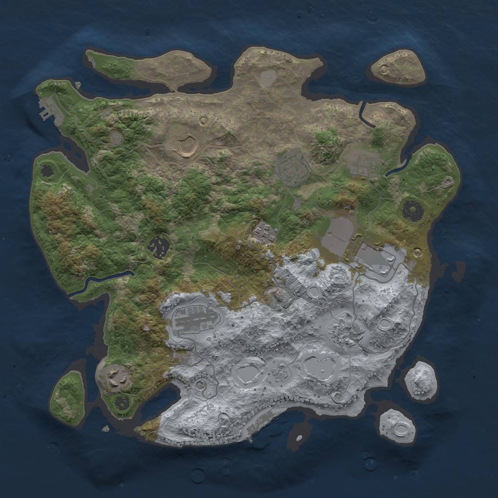 Rust Map: Procedural Map, Size: 3500, Seed: 26987507, 18 Monuments