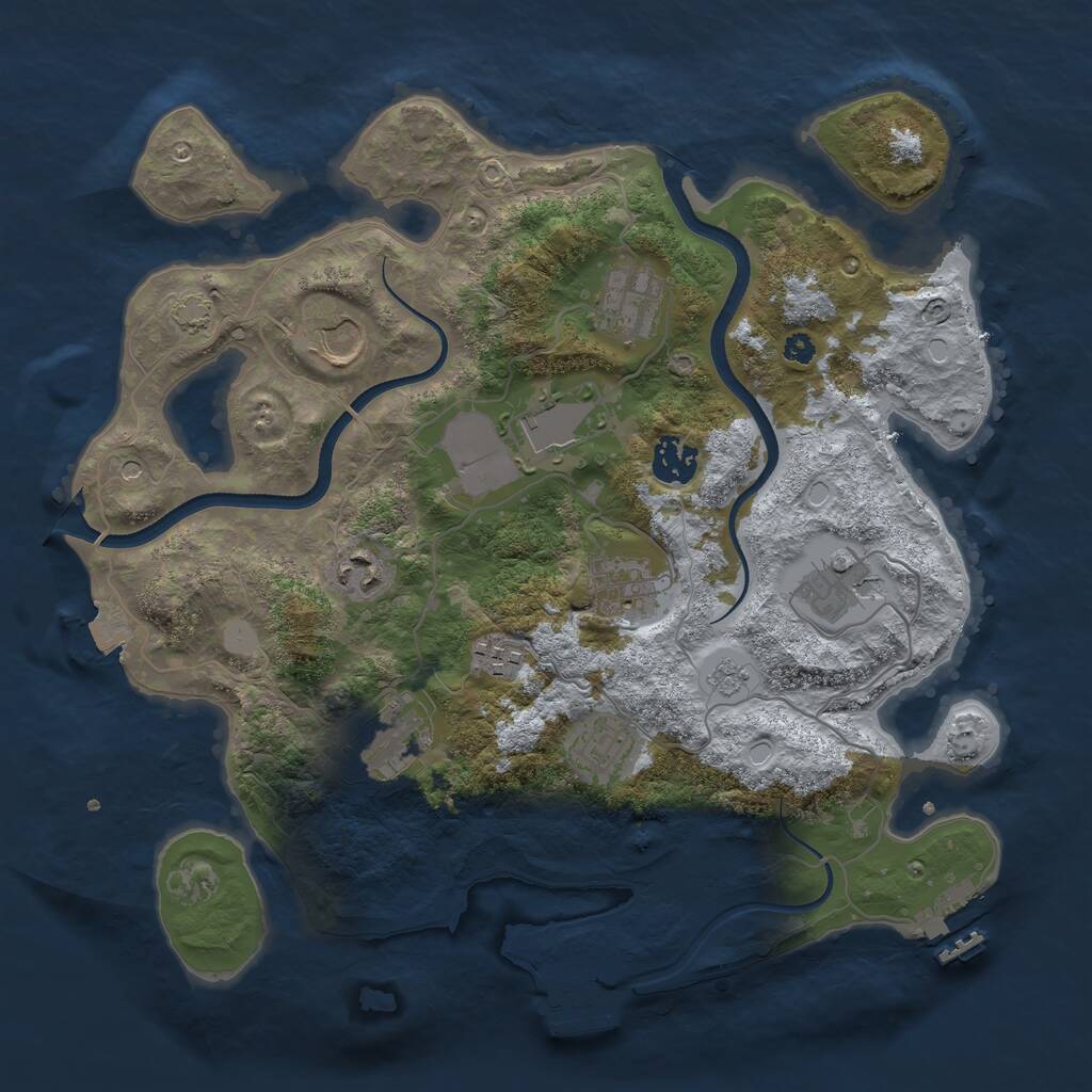 Rust Map: Procedural Map, Size: 3500, Seed: 1700227990, 16 Monuments
