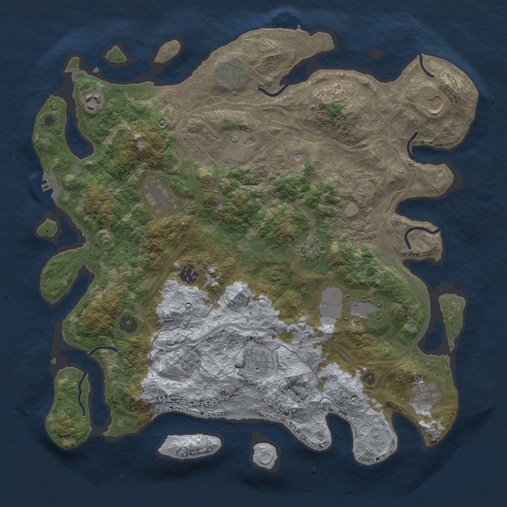 Rust Map: Procedural Map, Size: 4250, Seed: 343376778, 20 Monuments