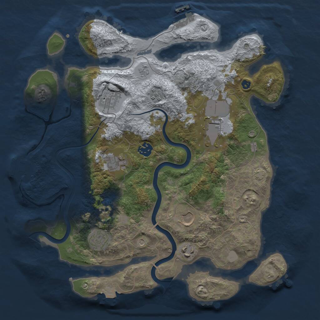 Rust Map: Procedural Map, Size: 3500, Seed: 56412566, 14 Monuments