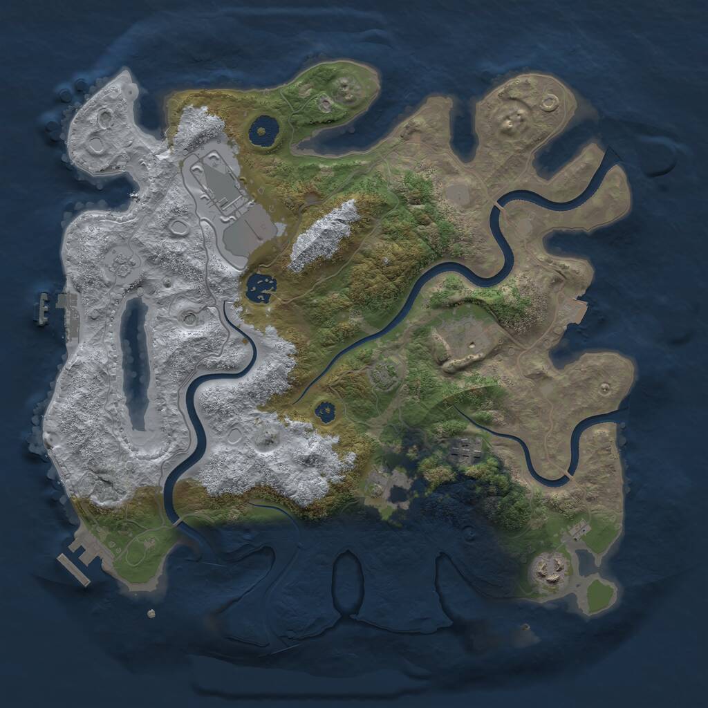 Rust Map: Procedural Map, Size: 3500, Seed: 15423, 12 Monuments