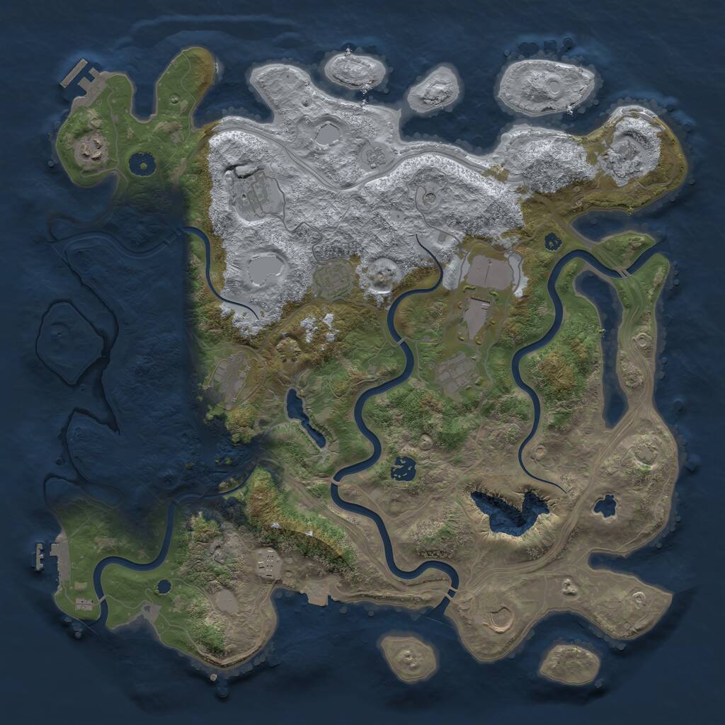 Rust Map: Procedural Map, Size: 4250, Seed: 1050891366, 16 Monuments