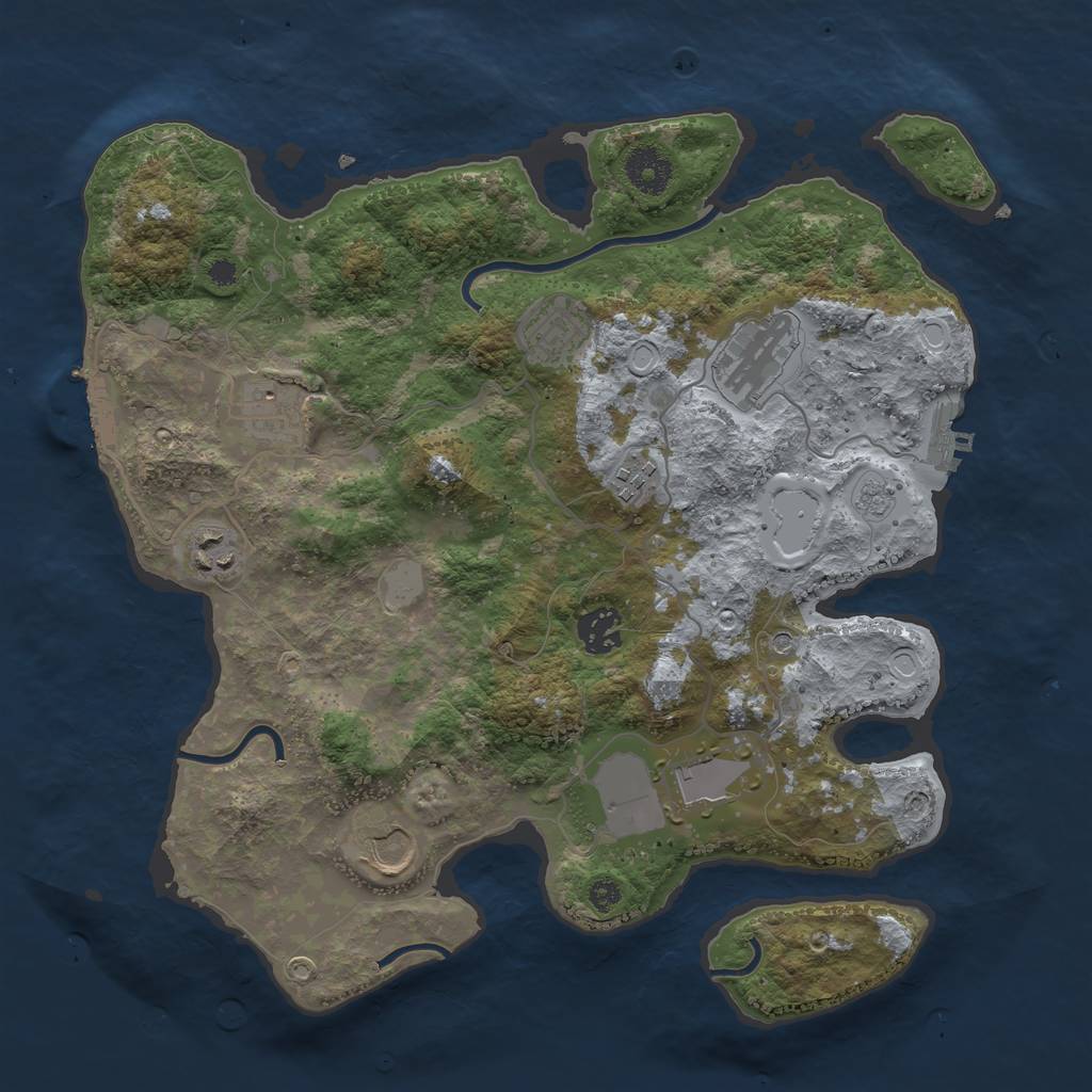 Rust Map: Procedural Map, Size: 3500, Seed: 21207, 17 Monuments
