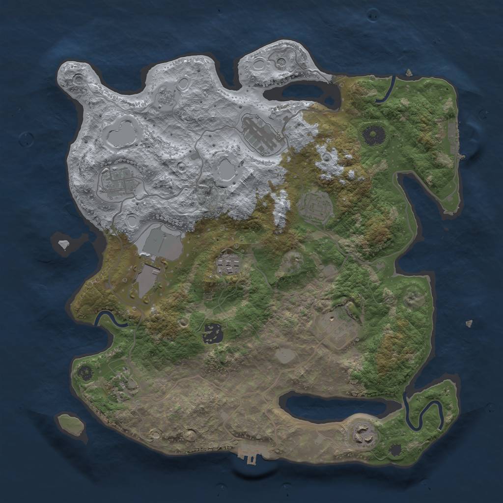 Rust Map: Procedural Map, Size: 3500, Seed: 279376255, 18 Monuments