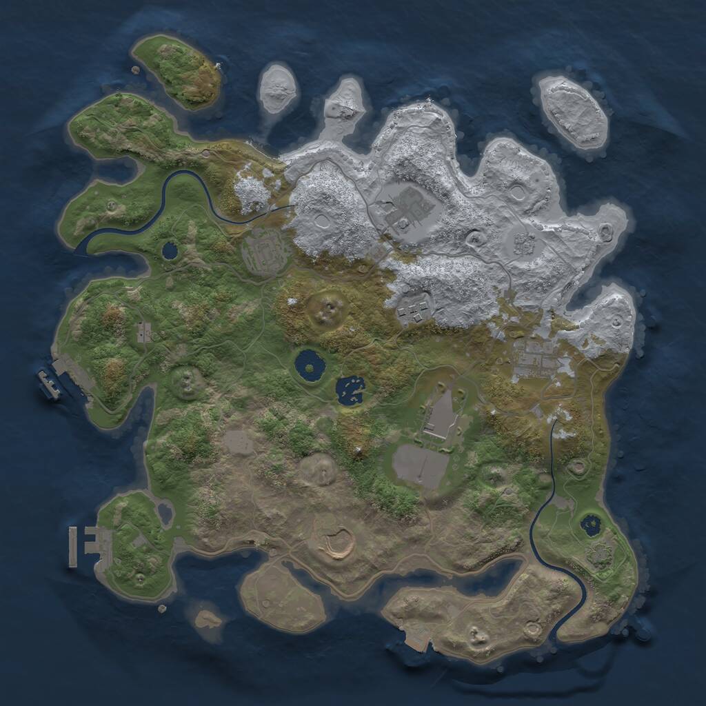 Rust Map: Procedural Map, Size: 3500, Seed: 2003679597, 12 Monuments