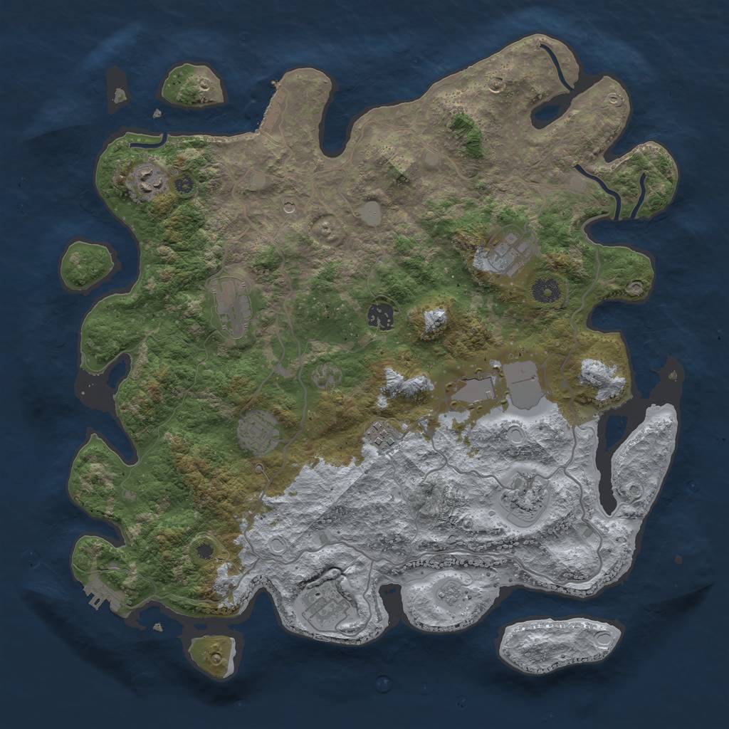 Rust Map: Procedural Map, Size: 4000, Seed: 713, 18 Monuments