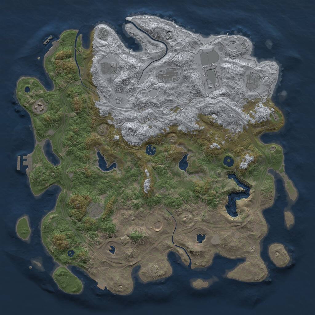 Rust Map: Procedural Map, Size: 4500, Seed: 1999215813, 16 Monuments