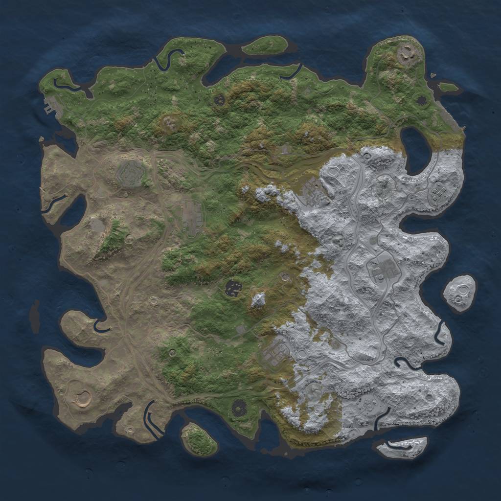 Rust Map: Procedural Map, Size: 4500, Seed: 104117137, 18 Monuments