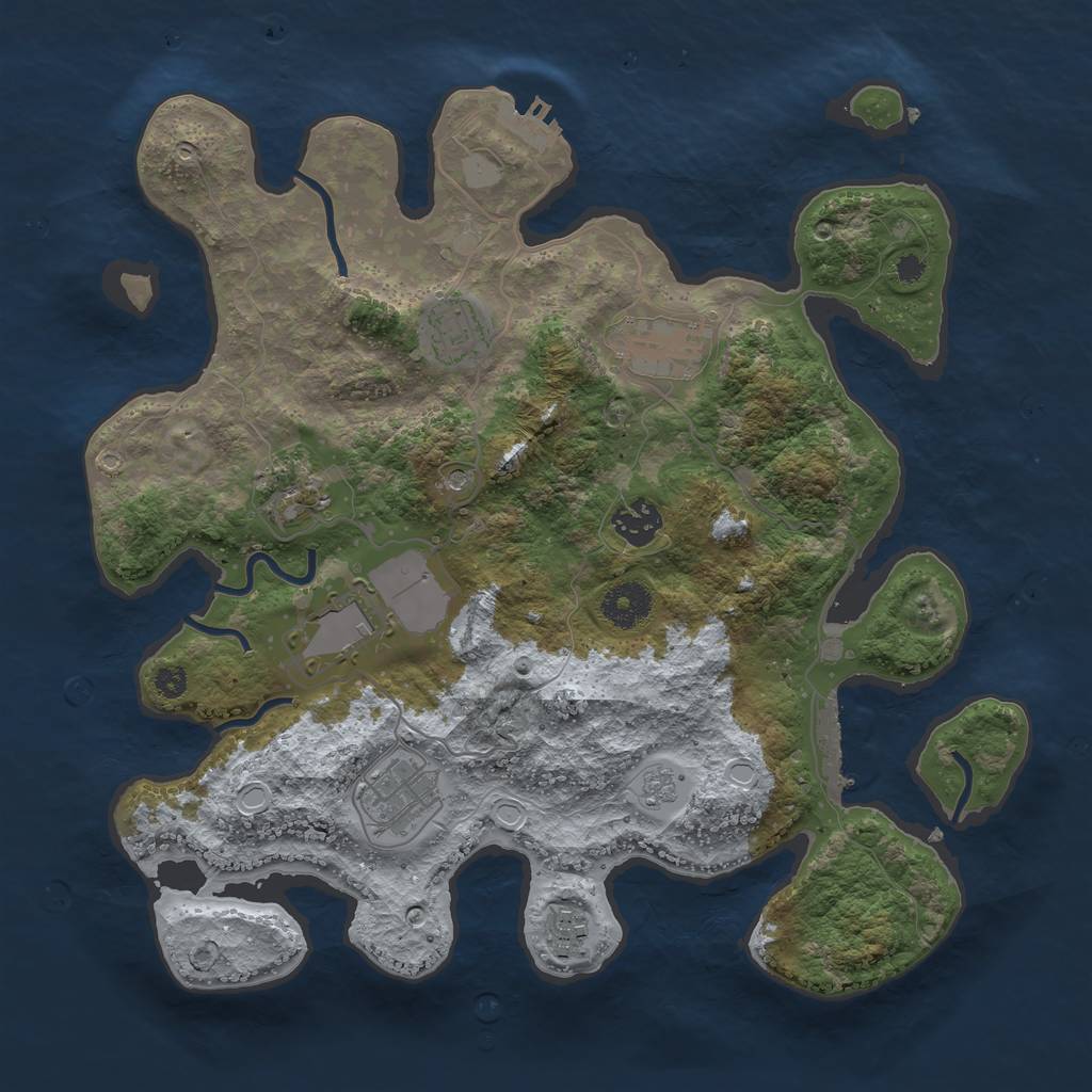 Rust Map: Procedural Map, Size: 3500, Seed: 1375089578, 16 Monuments