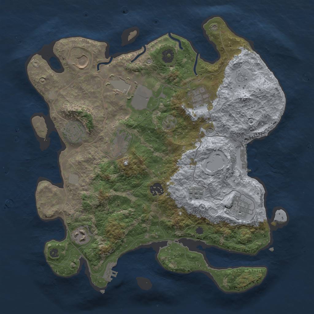 Rust Map: Procedural Map, Size: 3500, Seed: 50043213, 18 Monuments