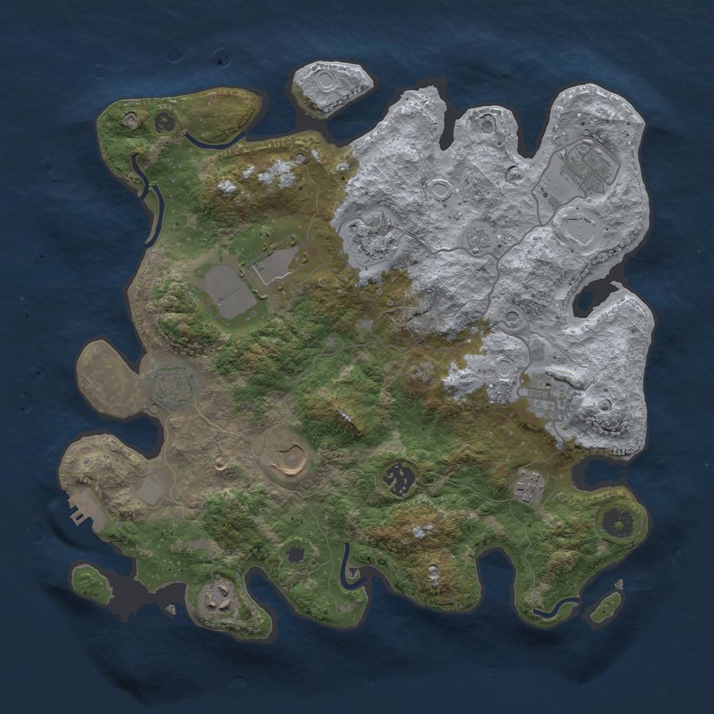 Rust Map: Procedural Map, Size: 3500, Seed: 177733187, 15 Monuments