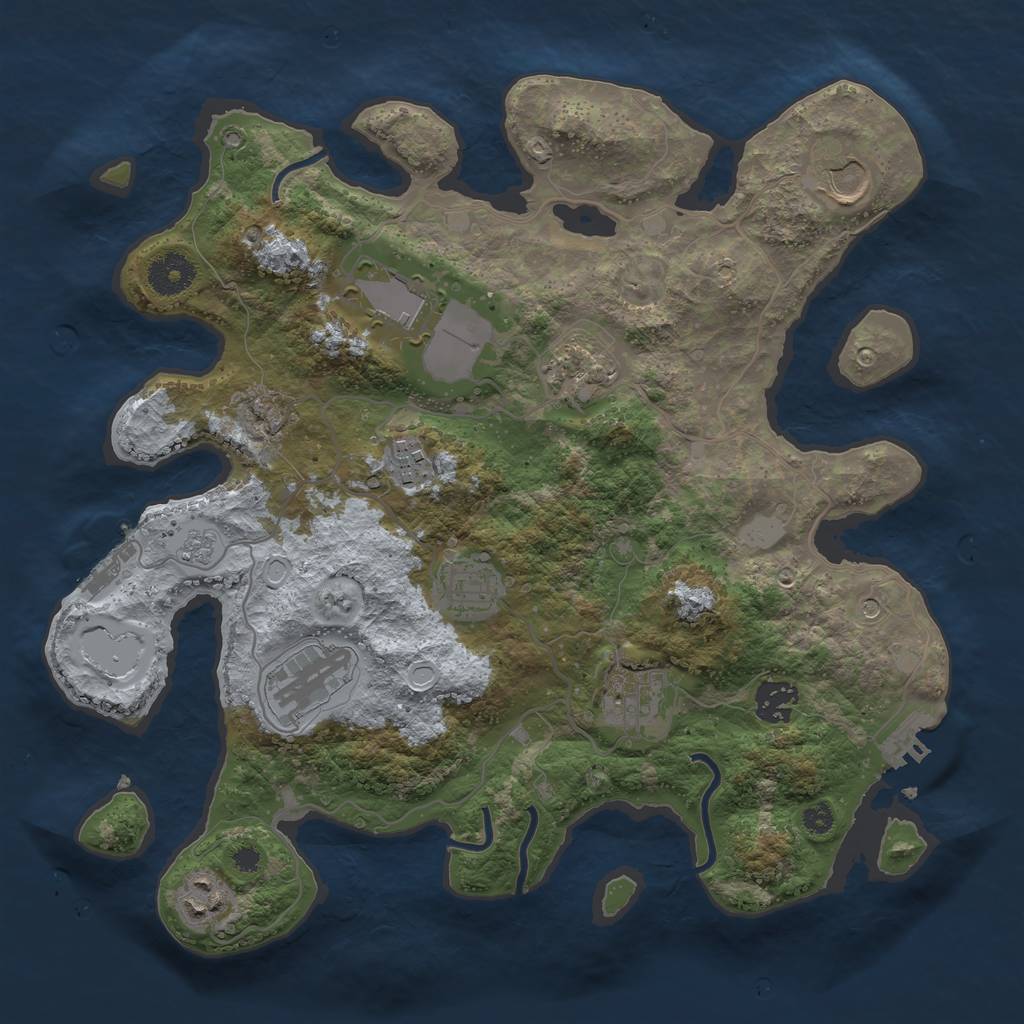 Rust Map: Procedural Map, Size: 3500, Seed: 2138961828, 18 Monuments