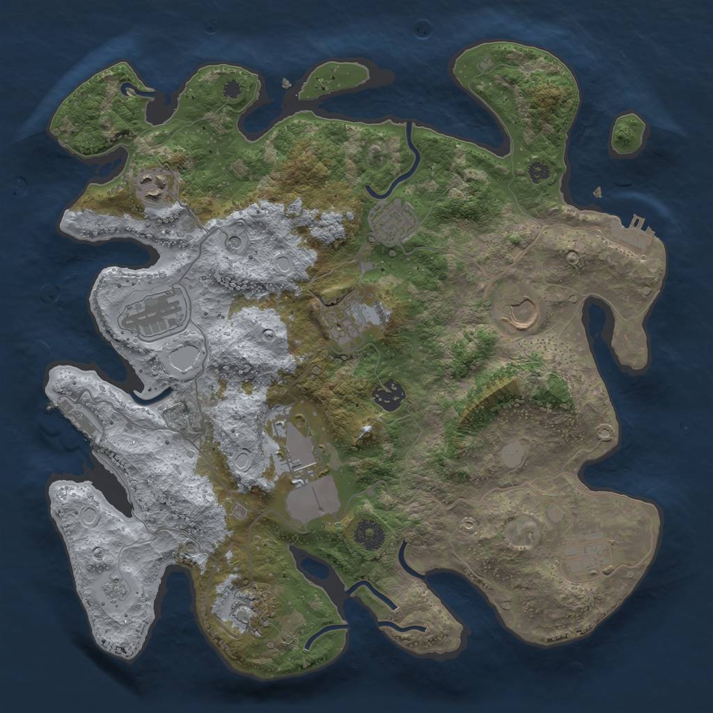 Rust Map: Procedural Map, Size: 3500, Seed: 2043245651, 18 Monuments