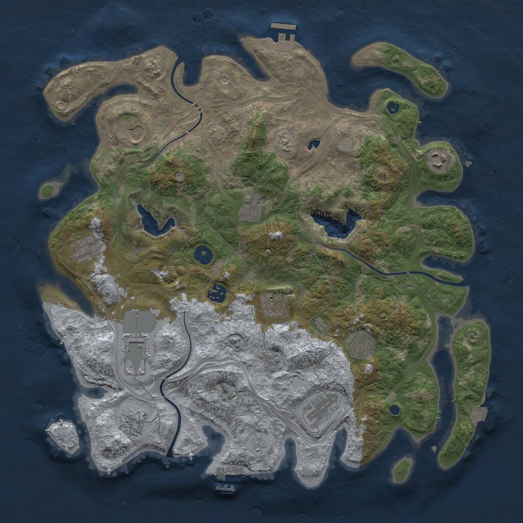 Rust Map: Procedural Map, Size: 4250, Seed: 1190182708, 17 Monuments