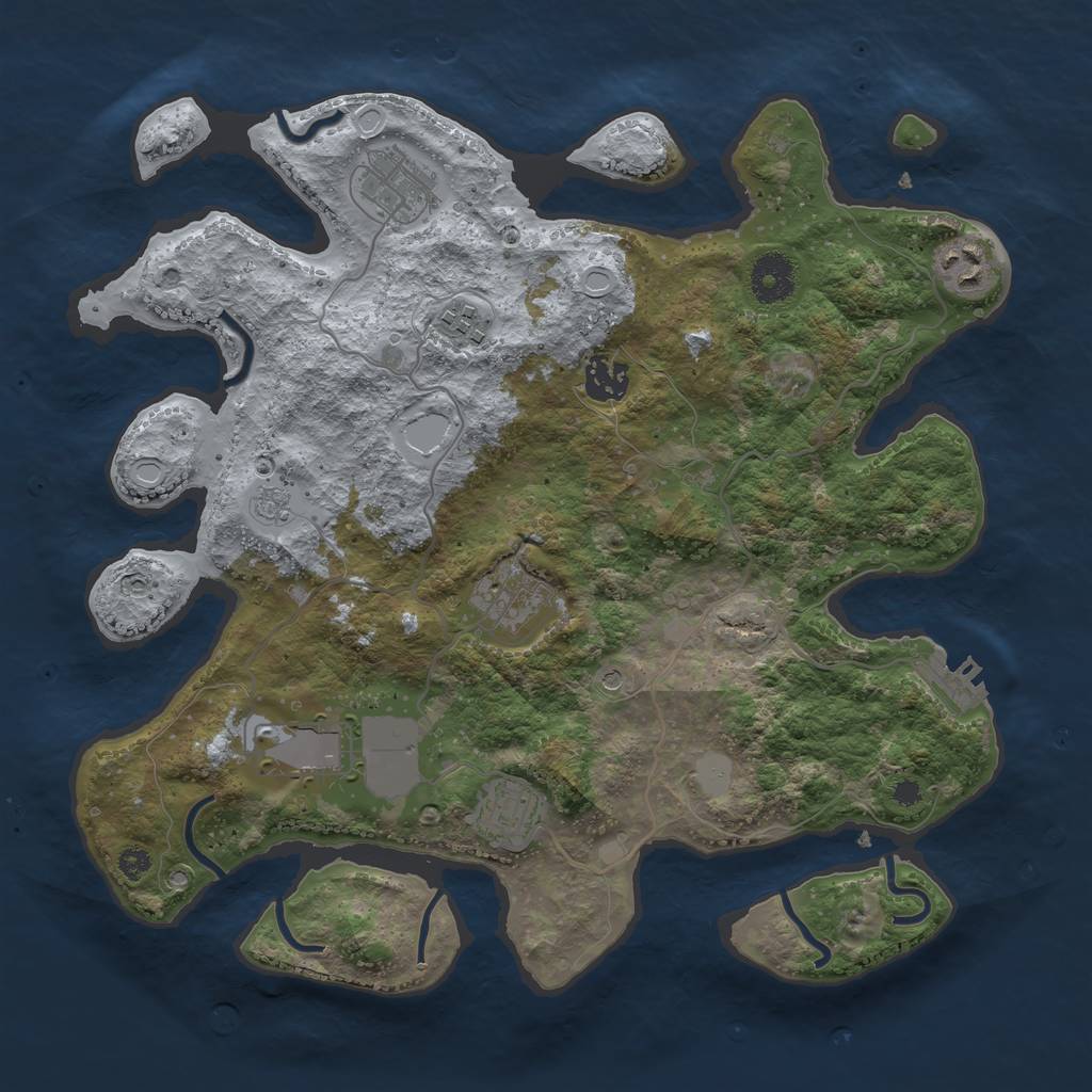 Rust Map: Procedural Map, Size: 3500, Seed: 304635316, 15 Monuments