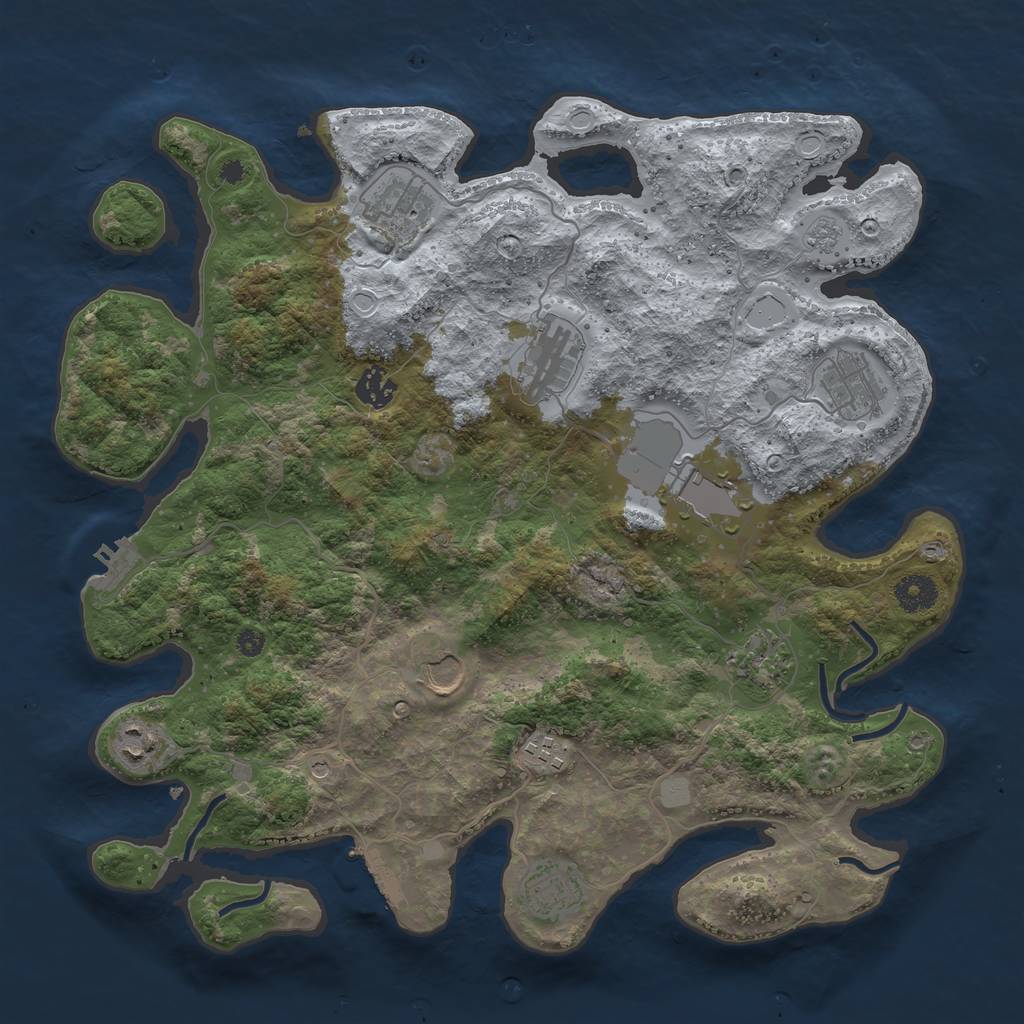 Rust Map: Procedural Map, Size: 3800, Seed: 971222015, 17 Monuments
