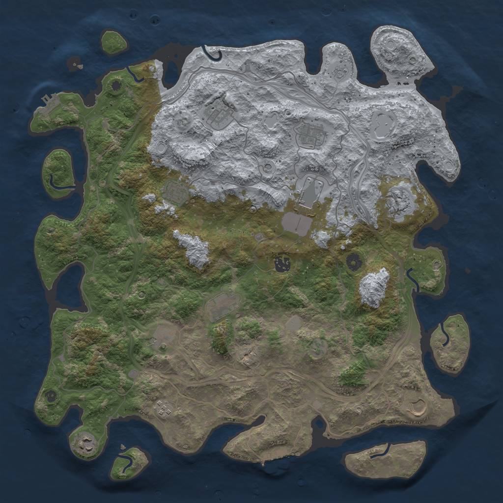 Rust Map: Procedural Map, Size: 4500, Seed: 25251717, 18 Monuments