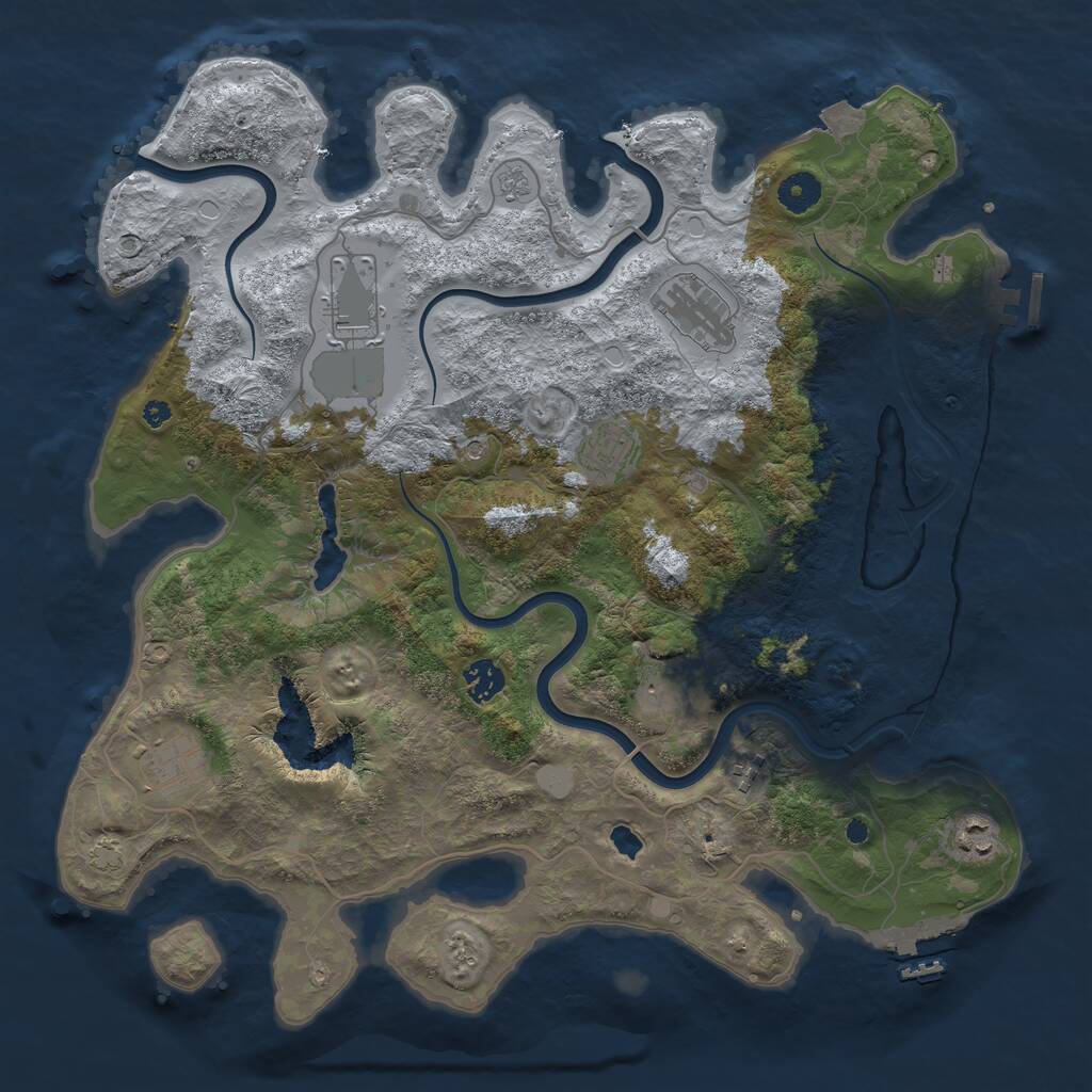 Rust Map: Procedural Map, Size: 4000, Seed: 121212, 14 Monuments