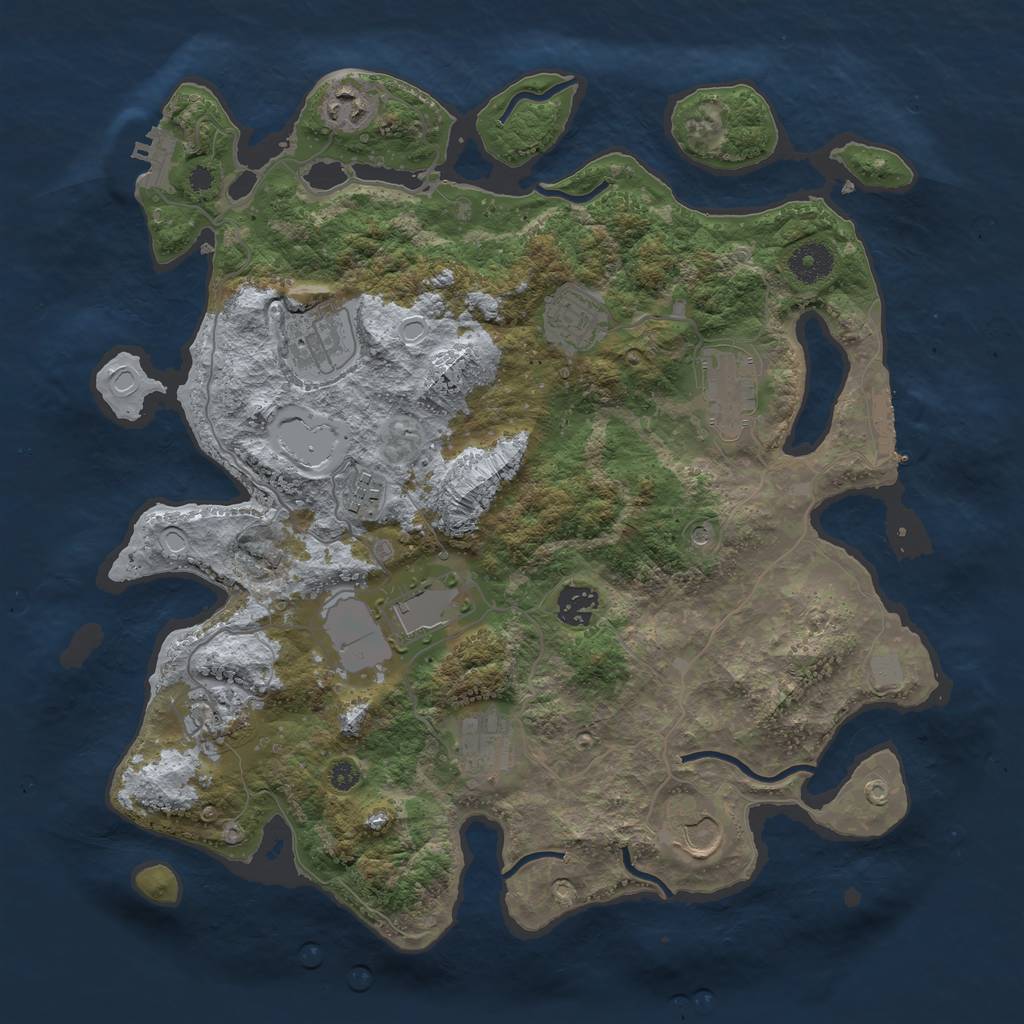 Rust Map: Procedural Map, Size: 3700, Seed: 732026165, 18 Monuments