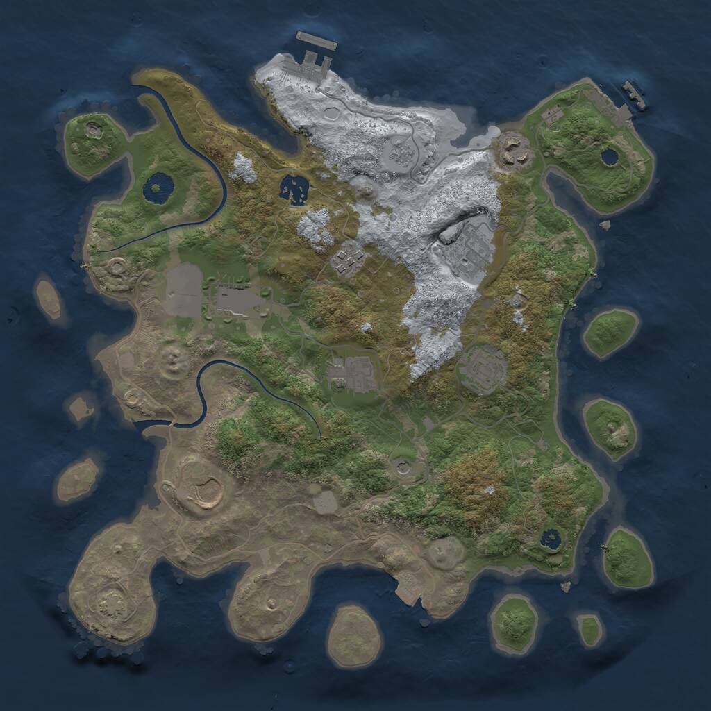 Rust Map: Procedural Map, Size: 3500, Seed: 351979970, 14 Monuments